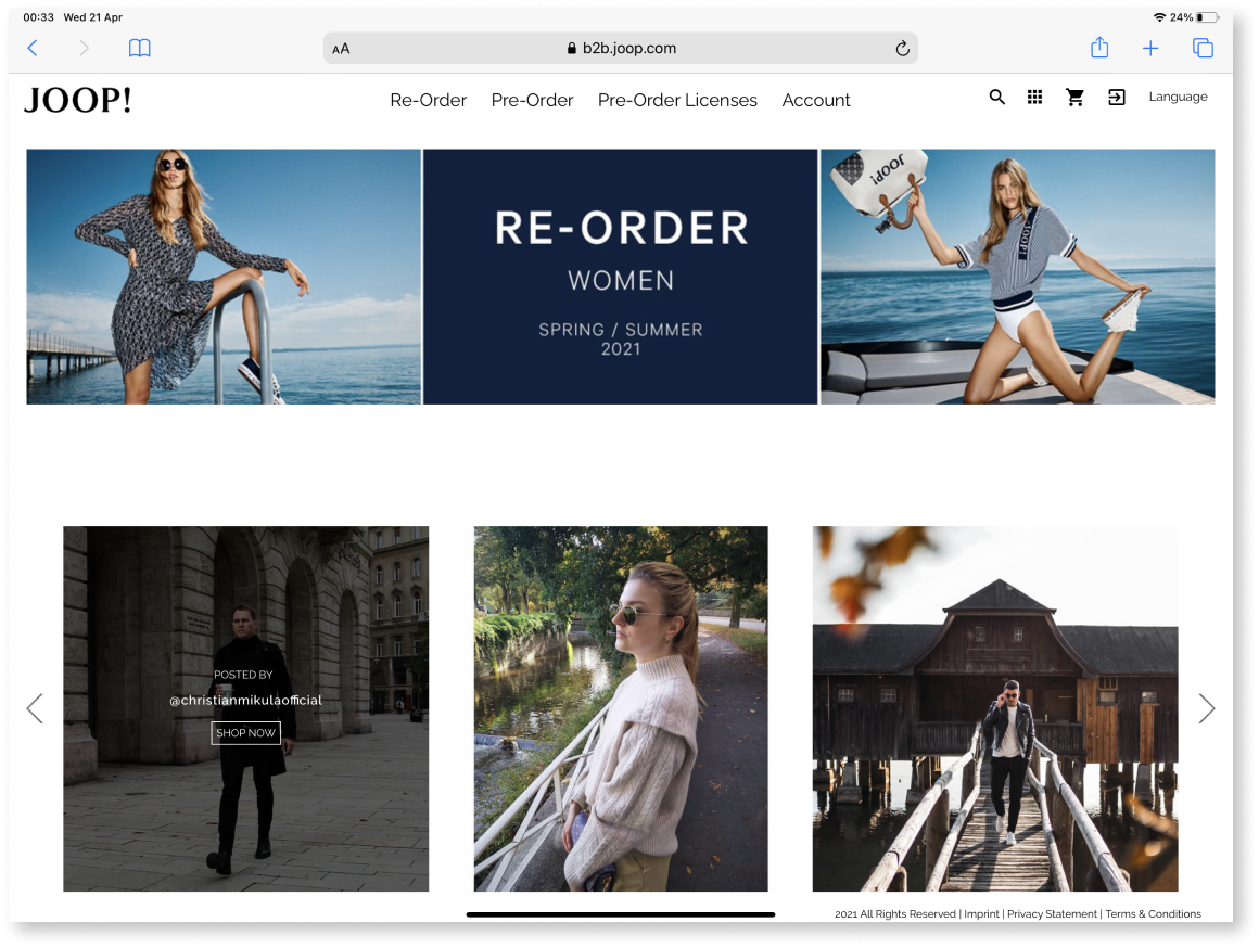 B2B Webshop for pre- and reordering